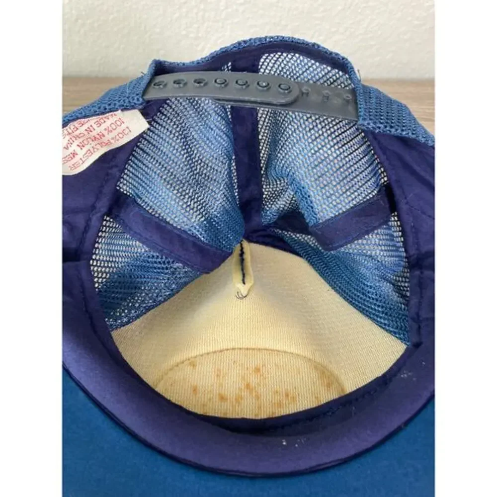 Vintage‎ Blue Captain Snapback Hat Unisex Adjustable Nautical 80s Style